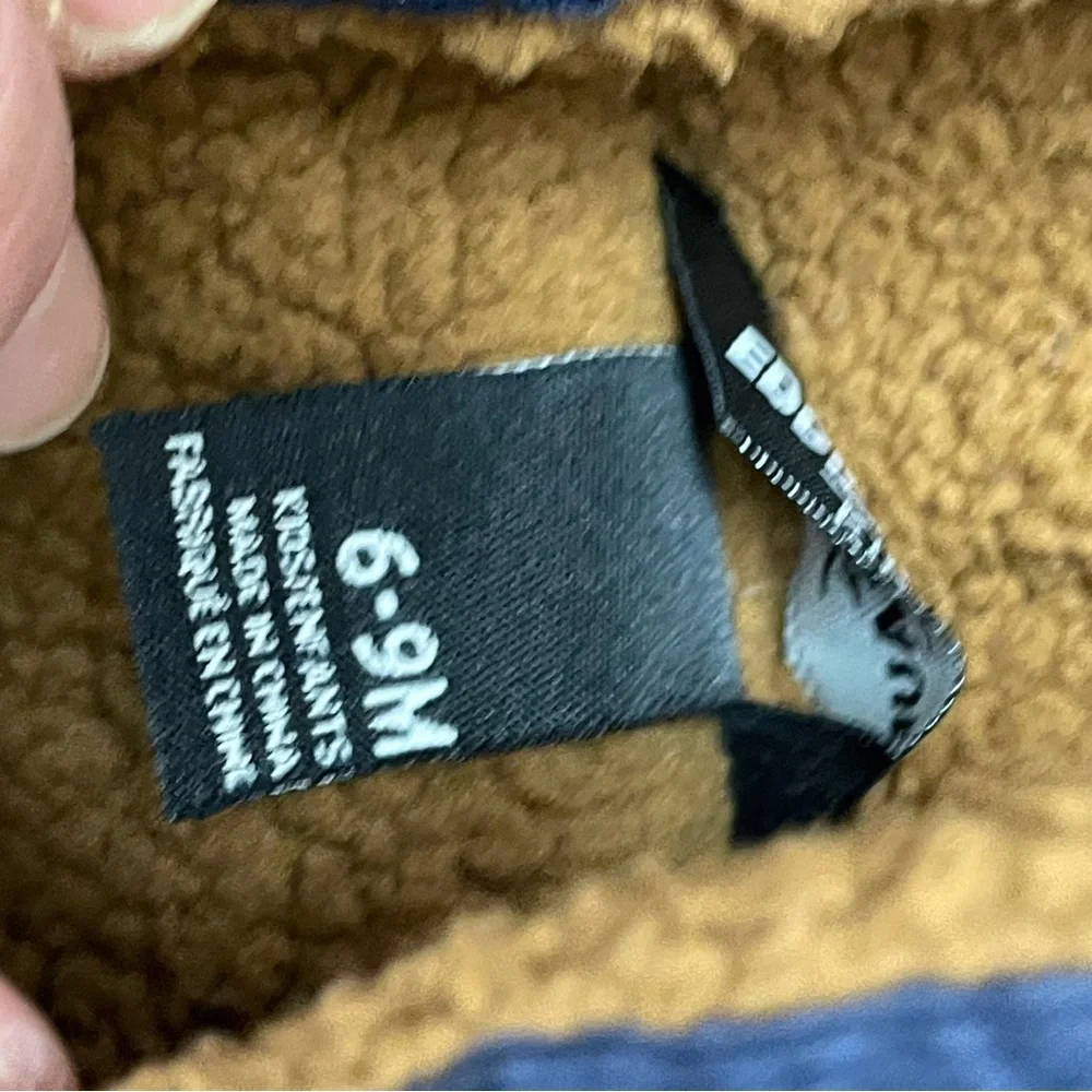 Eddie Bauer infant 6 to 9 month one piece corduroy snowsuit Navy/caramel lined